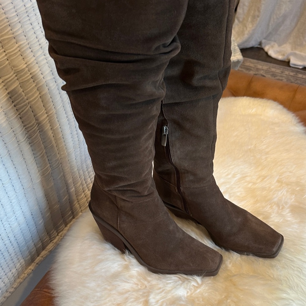 Vince Camuto Dark Brown Suede Heeled Boots